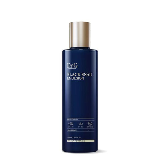 Dr.G Black Snail Emulsion, a 150ml bottle of Korean skincare moisturizer with black snail extract.