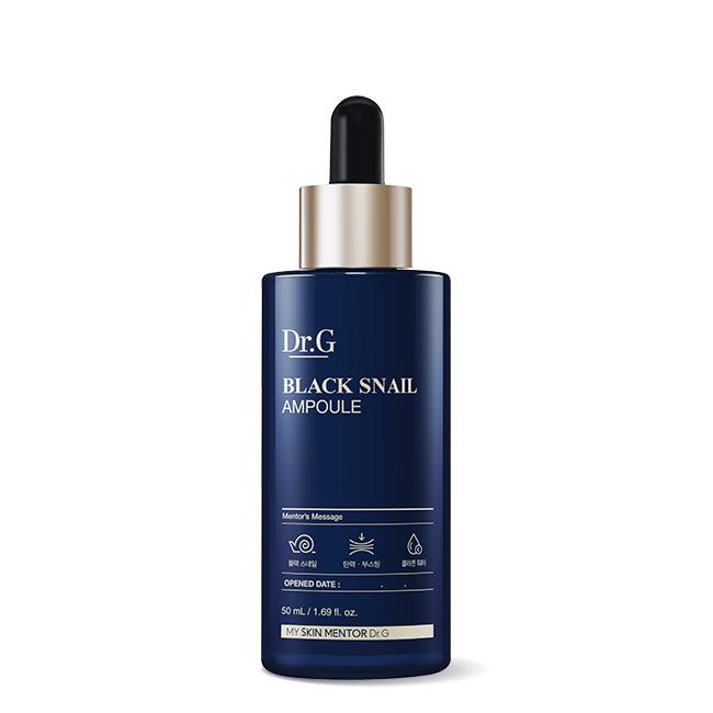 Dr.G Black Snail Retinol Ampoule, 50ml bottle. Anti-aging ampoule with black snail mucin and retinol for wrinkles, pores, and elasticity.