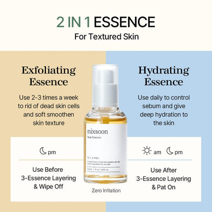 Benefits for textured skin, it can be an exfoliating essence for the PM or a hydrating essence for AM and PM