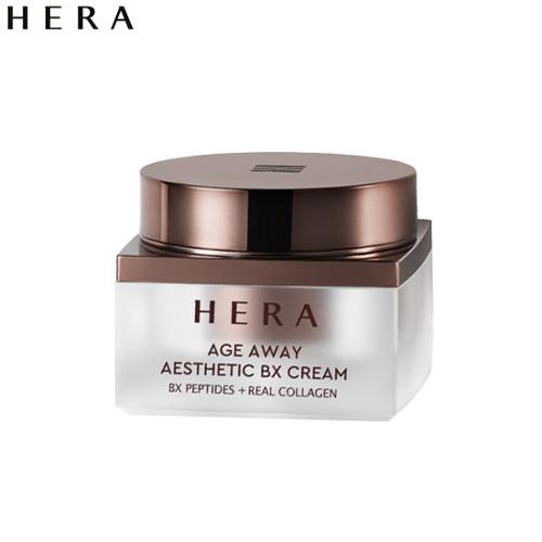 A 50ml jar of Hera Age Away Aesthetic BX Cream, an anti-aging facial moisturizer.