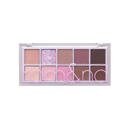 ROMAND Better Than Palette eyeshadow palette in "Dreamy Lilac Garden" with 10 matte and shimmer shades in soft lilac and mauve tones.