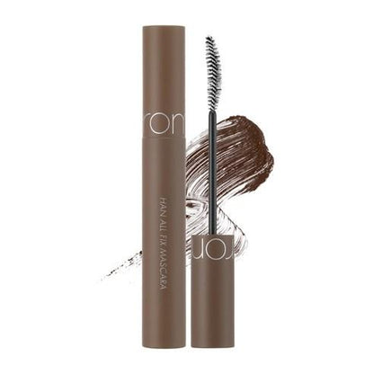 ROMAND Han All Fix Mascara, a 7g mascara for lengthening, volumizing, and curling lashes with long-lasting hold.