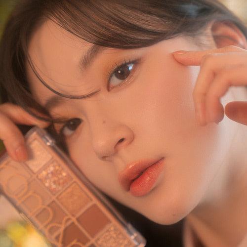 ROMAND Better Than Palette in #02 Mahogany Garden, a brown eyeshadow palette with matte and glitter shades for warm-toned looks.