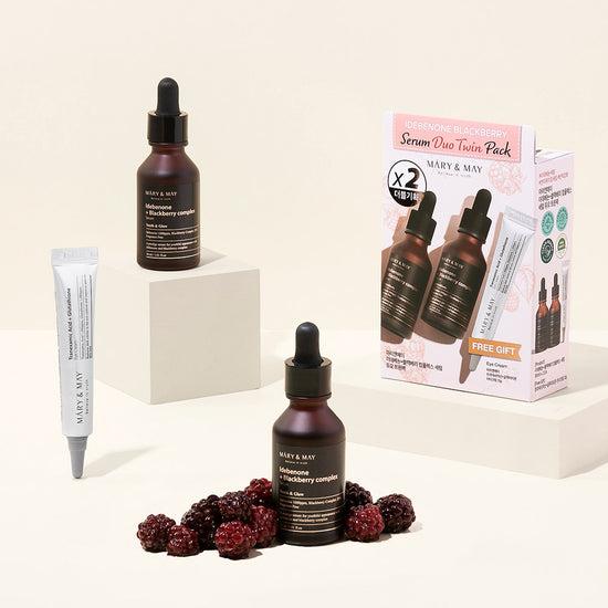 Mary&May Idebenone Blackberry Serum Duo, two bottles of face serum