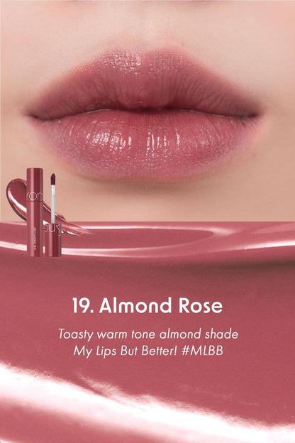 Romand Juicy Lasting Tint, a 5.5g lip tint with a clear, syrupy finish in a shade inspired by ripe autumn fruits.