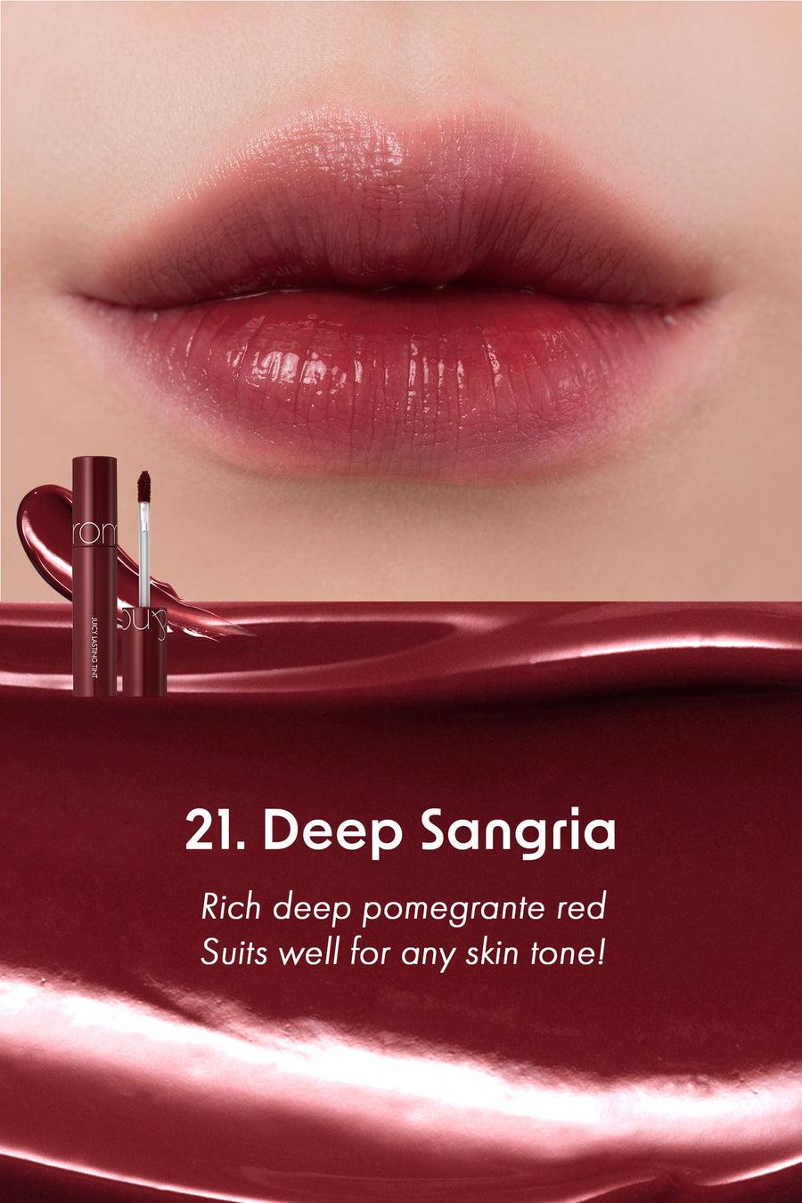 Romand Juicy Lasting Tint, a 5.5g lip tint with a clear, syrupy finish in a shade inspired by ripe autumn fruits.