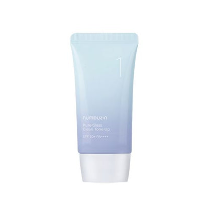 Numbuzin No.1 Pure Glass Clean Tone Up, a lightweight, hydrating primer that evens skin tone and protects from UV rays.