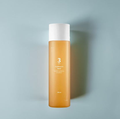 200ml bottle of Numbuzin No. 3 Super Glowing Essence Toner, a Korean skincare product for improving skin texture and tone.