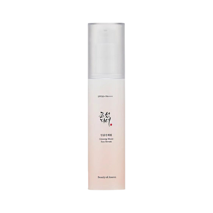 50ml white pump bottle of Beauty of Joseon Ginseng Moist Sun Serum with ginseng extract for moisture and sun protection