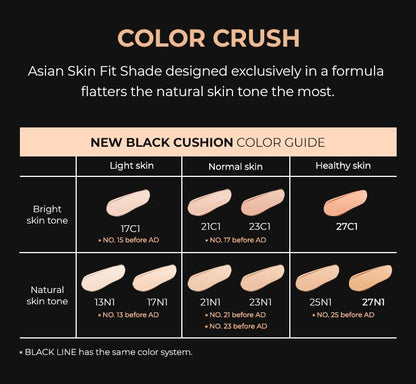 [Hera] BLACK CUSHION SPF 34 / PA++ - No. 25N1 AMBER 15g x 2ea