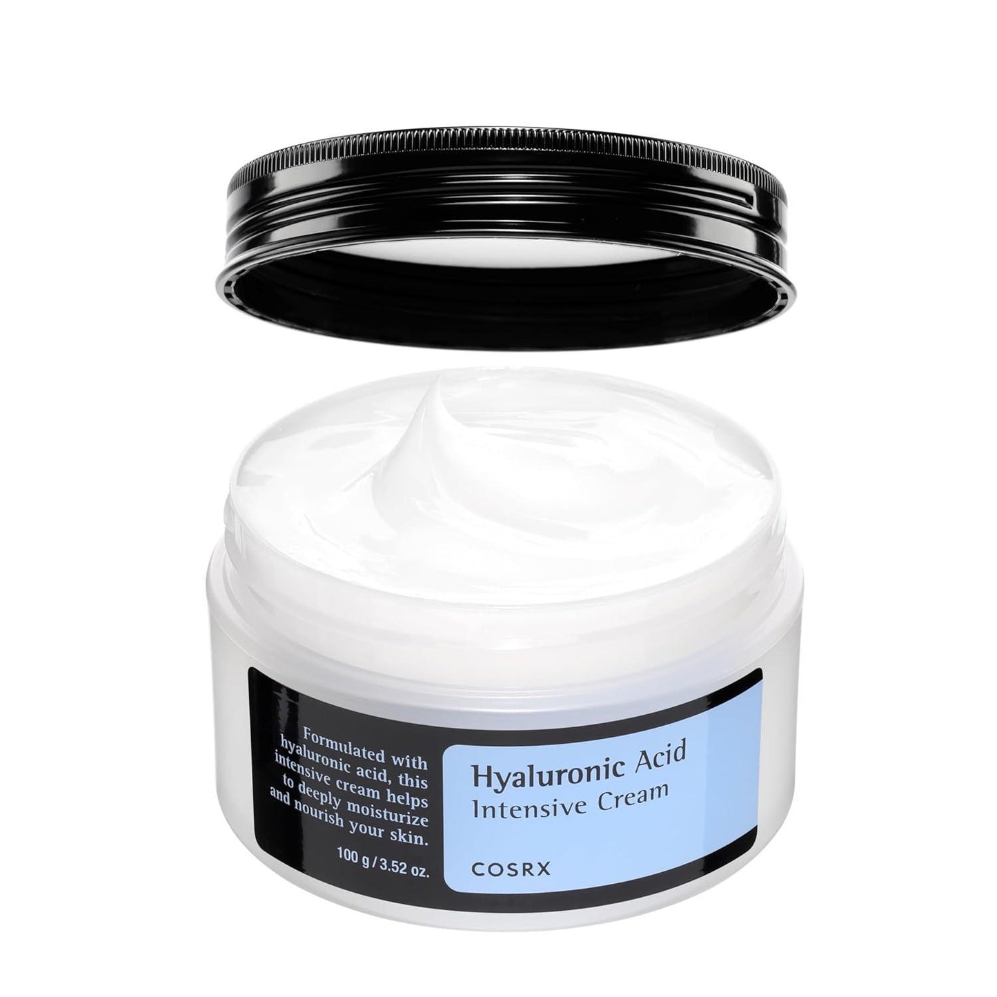 COSRX Hyaluronic Acid Intensive Cream, 100ml jar. Hydrating facial moisturizer for dry, dehydrated skin