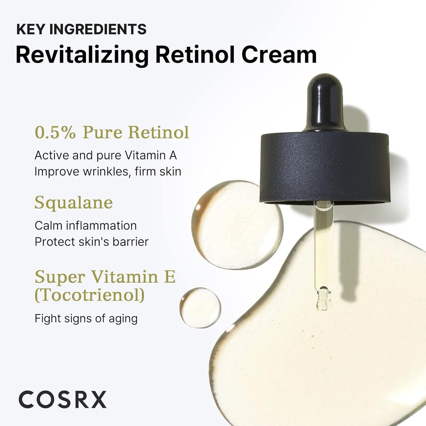 20ml bottle of Cosrx The Retinol 0.5 Oil, a skincare product with retinol to reduce wrinkles and fine lines