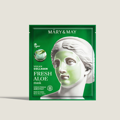 [Mary&May] Vegan Collagen Fresh Aloe Mask (30g x4)