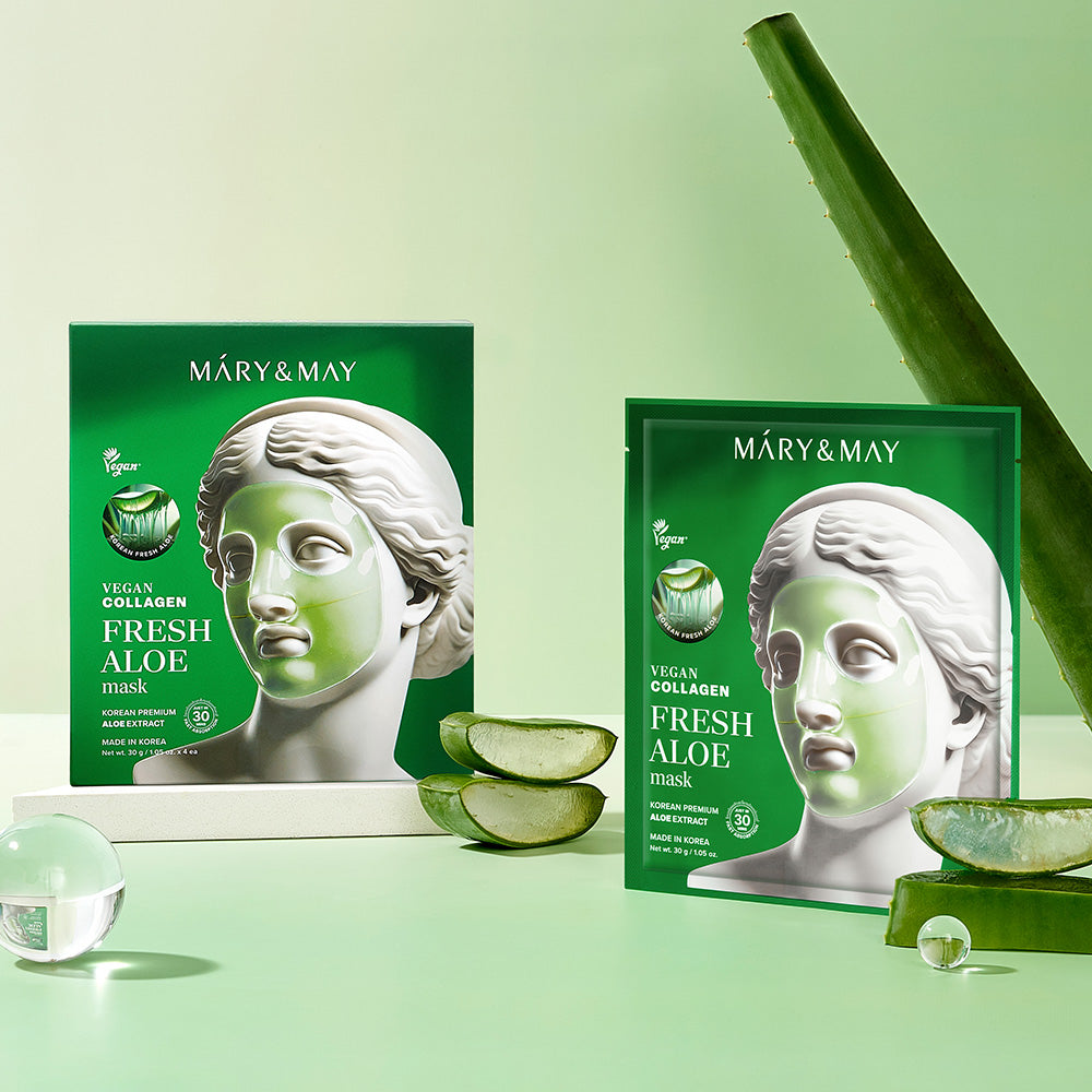 [Mary&May] Vegan Collagen Fresh Aloe Mask (30g x4)