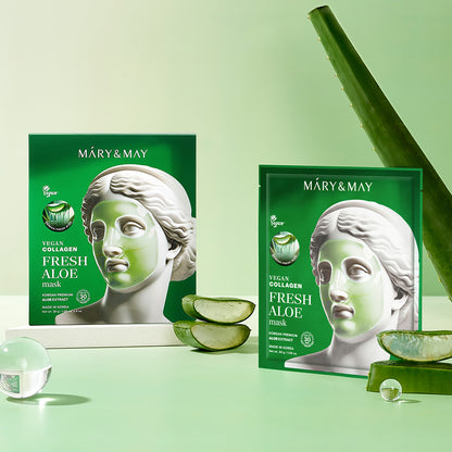 [Mary&May] Vegan Collagen Fresh Aloe Mask (30g x4)