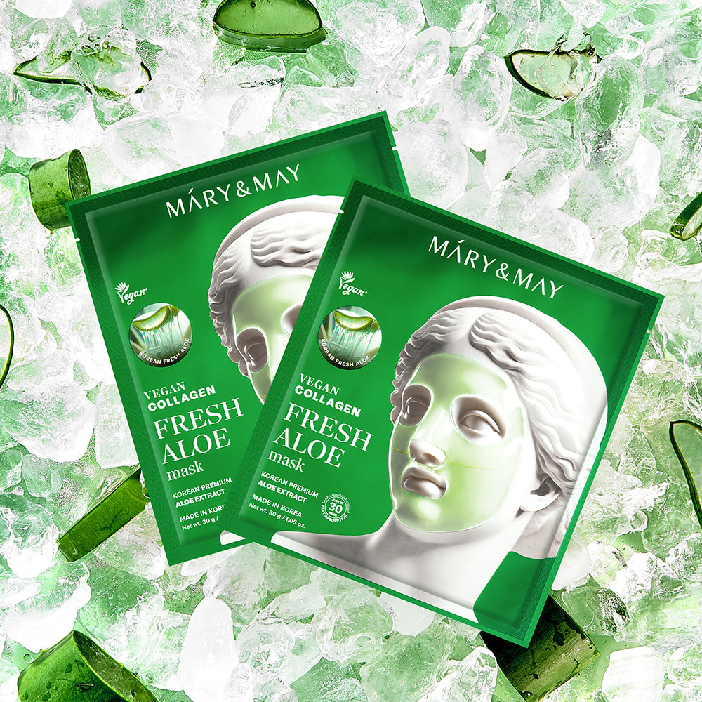[Mary&May] Vegan Collagen Fresh Aloe Mask (30g x4)