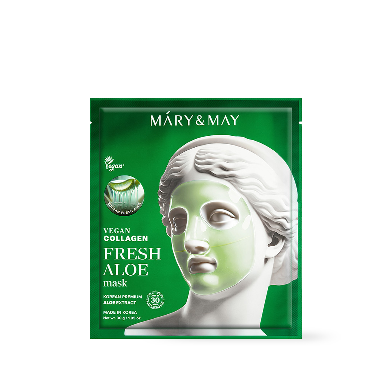 [Mary&May] Vegan Collagen Fresh Aloe Mask (30g x4)
