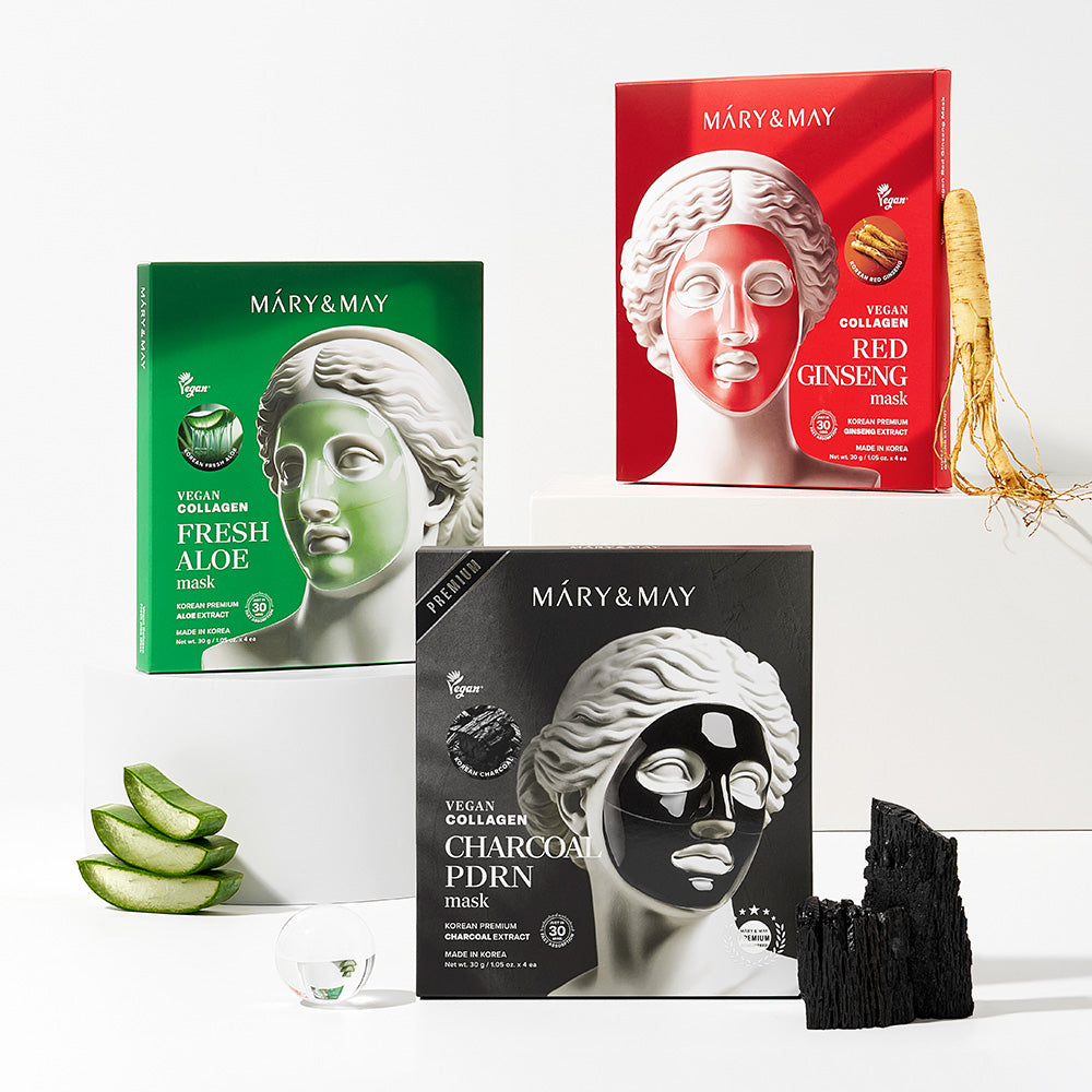 [Mary&May] Vegan Collagen Red Ginseng Mask (30g x4)