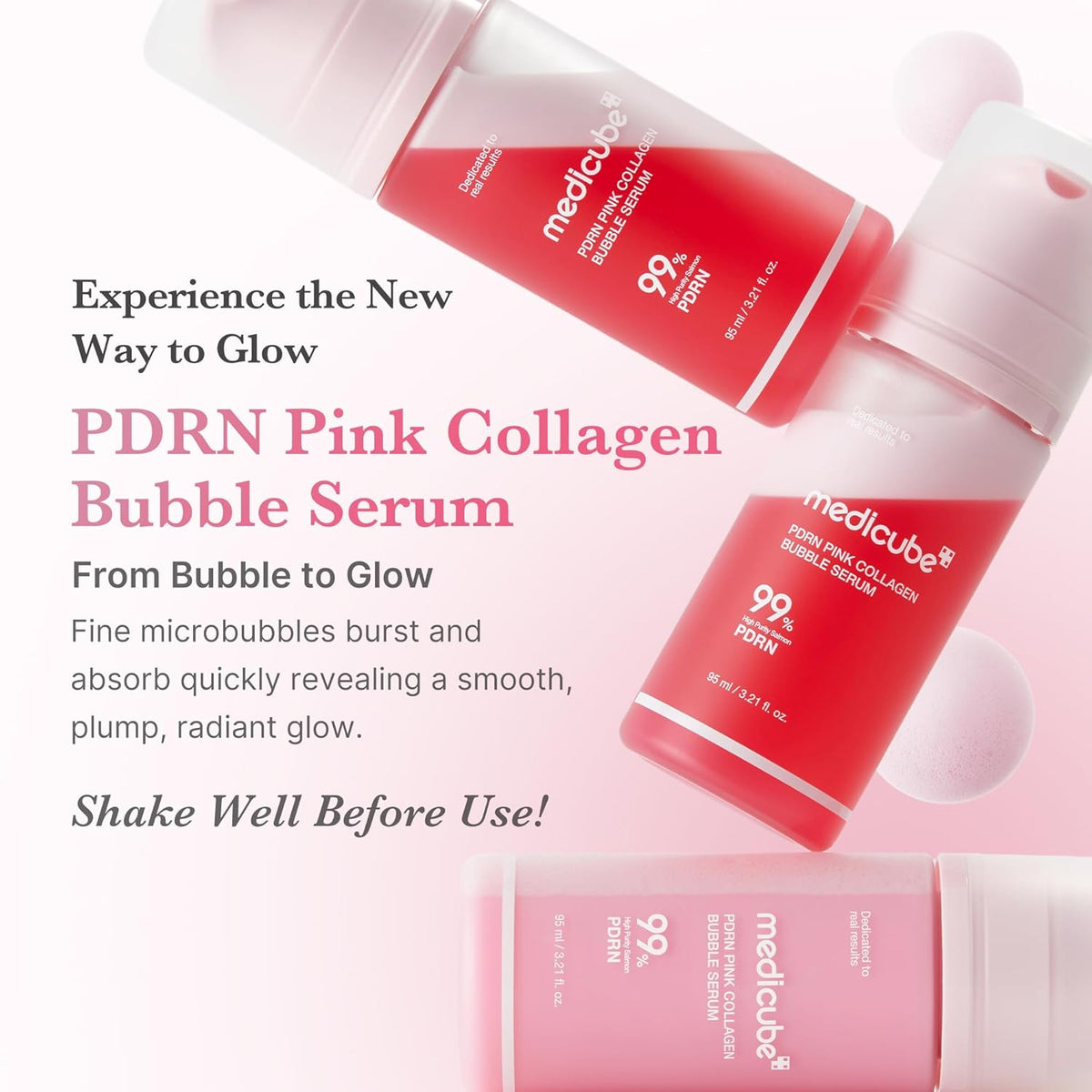 [Medicube] PDRN Pink Collagen Bubble Serum 95ml
