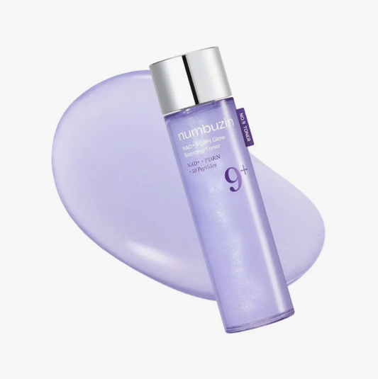 Numbuzin Multi-Problem Soothing Gel in a clear cylindrical bottle with a silver cap, shown against a white background with a lavender-purple gel smear behind it.