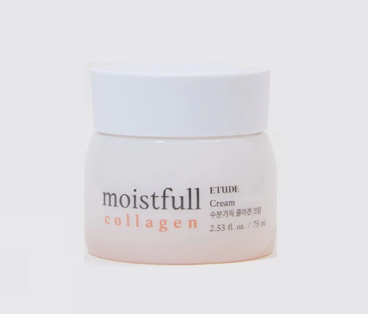 Etude House Moistfull Collagen Cream, 75ml jar for intense hydration and anti-aging.