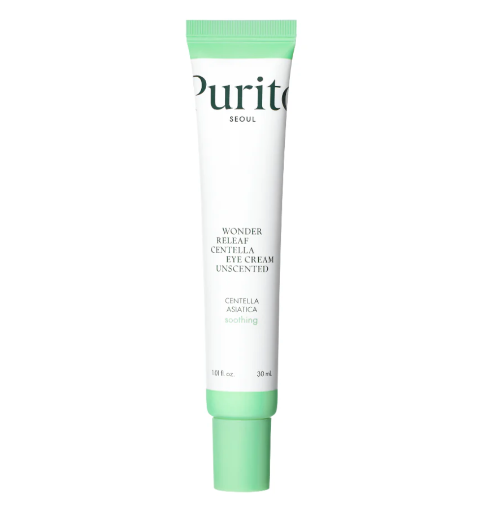 PURITO Wonder Releaf Centella Eye Cream, 30ml, unscented, designed to soothe and hydrate the delicate under-eye area.